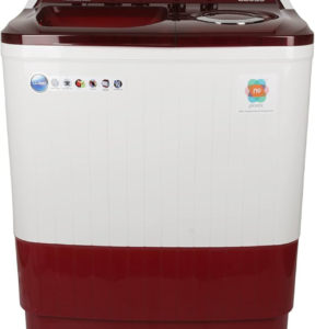 8 KG White/Maroon Washing Machine with Collar Scrubber -