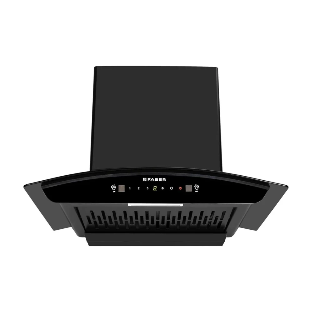 Faber HOOD STELLA 3D IN HC SC FL BK 60 60cm 1400m3/hr Ductless Heat Auto Clean Wall Mounted Chimney with Odour Sensor (Black)