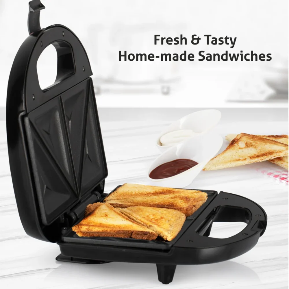 GLEN Electric Sandwich Maker SA 3024BSW – 750W, Black