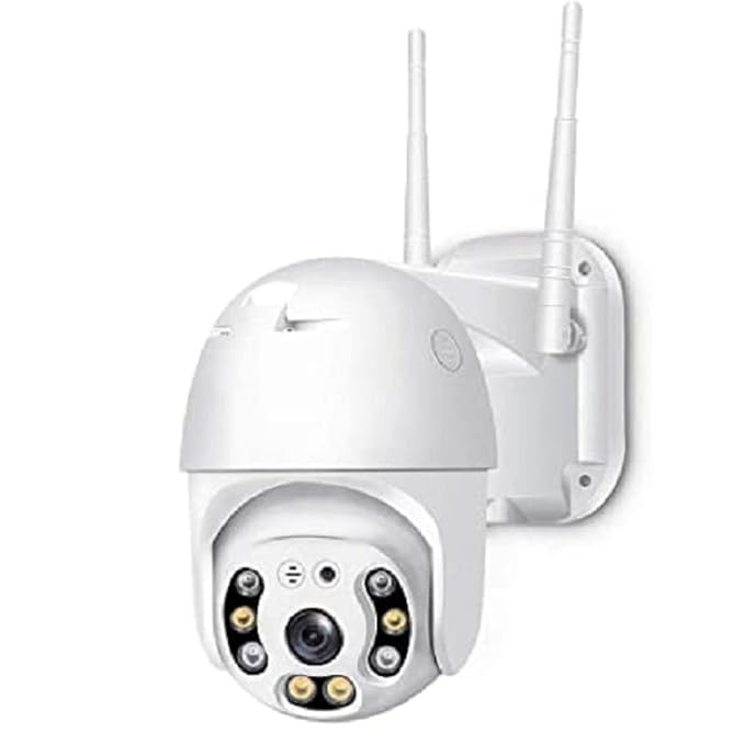 Full HD 1080P Wi-Fi PTZ Pan Tilt Surveillance Camera with V380 Pro App (IP66 Waterproof, Two Way Audio, Motion Detection, Night Vision, Supports Up to 256 GB SD Card, White)