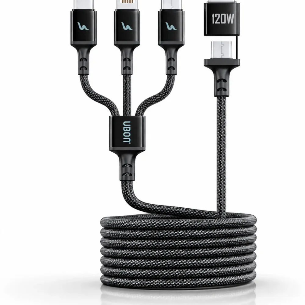UBON 120W 5-in-1 Multi Charging Cable – Fast Charging and Data Sync Cable