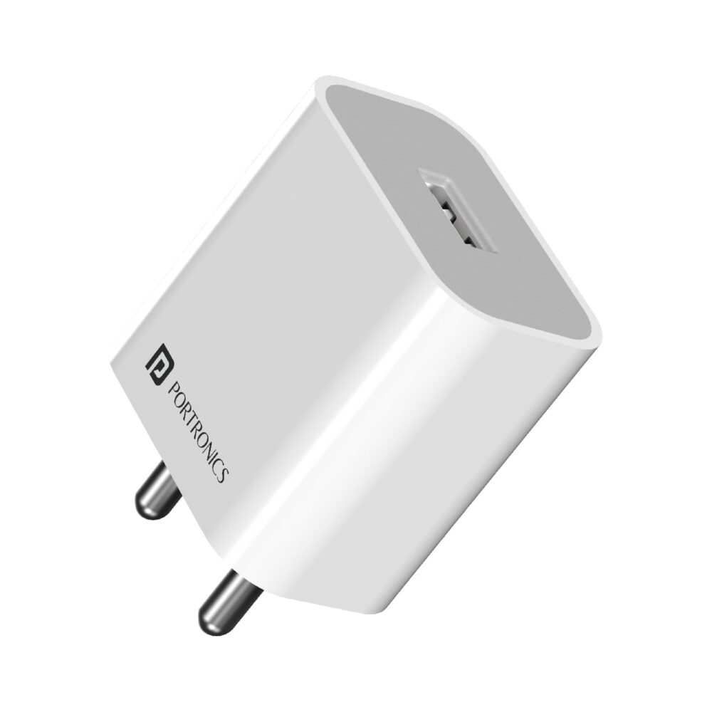 Portronics Adapto 12 12W Fast Charging Wall Adapter – Single USB Port, 2.4A Output
