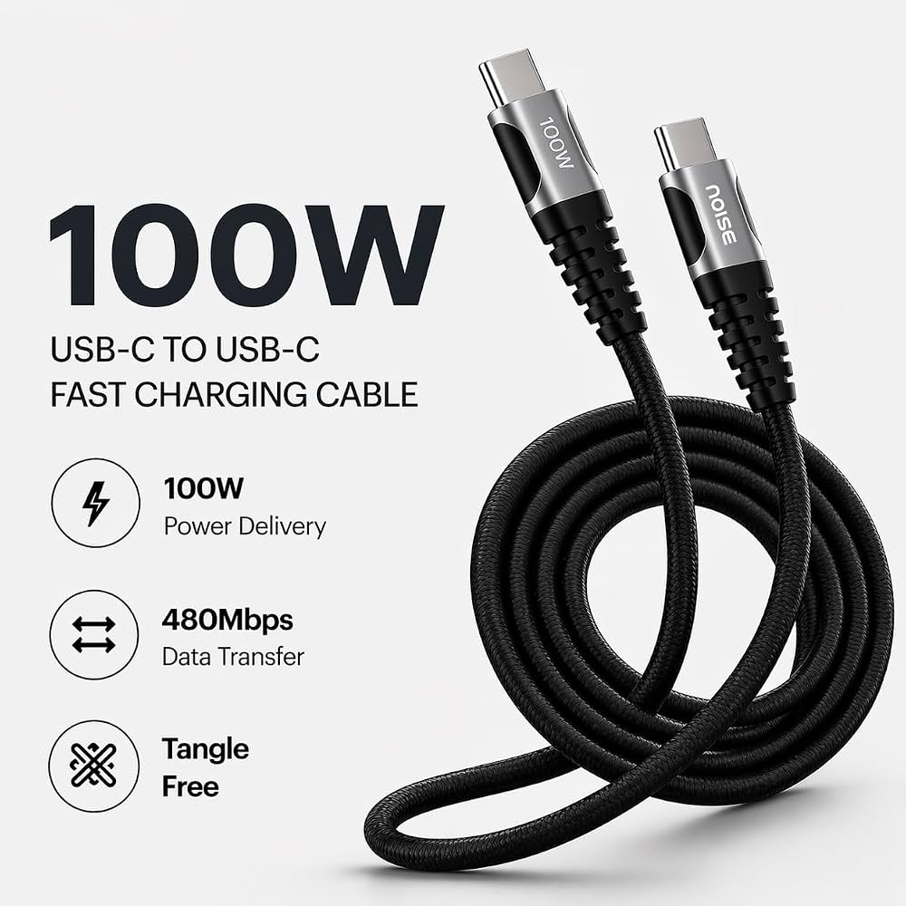 Noise Power Series 100W USB-C to USB-C Fast Charging and Data Transfer Cable – 5A, 1 Metre