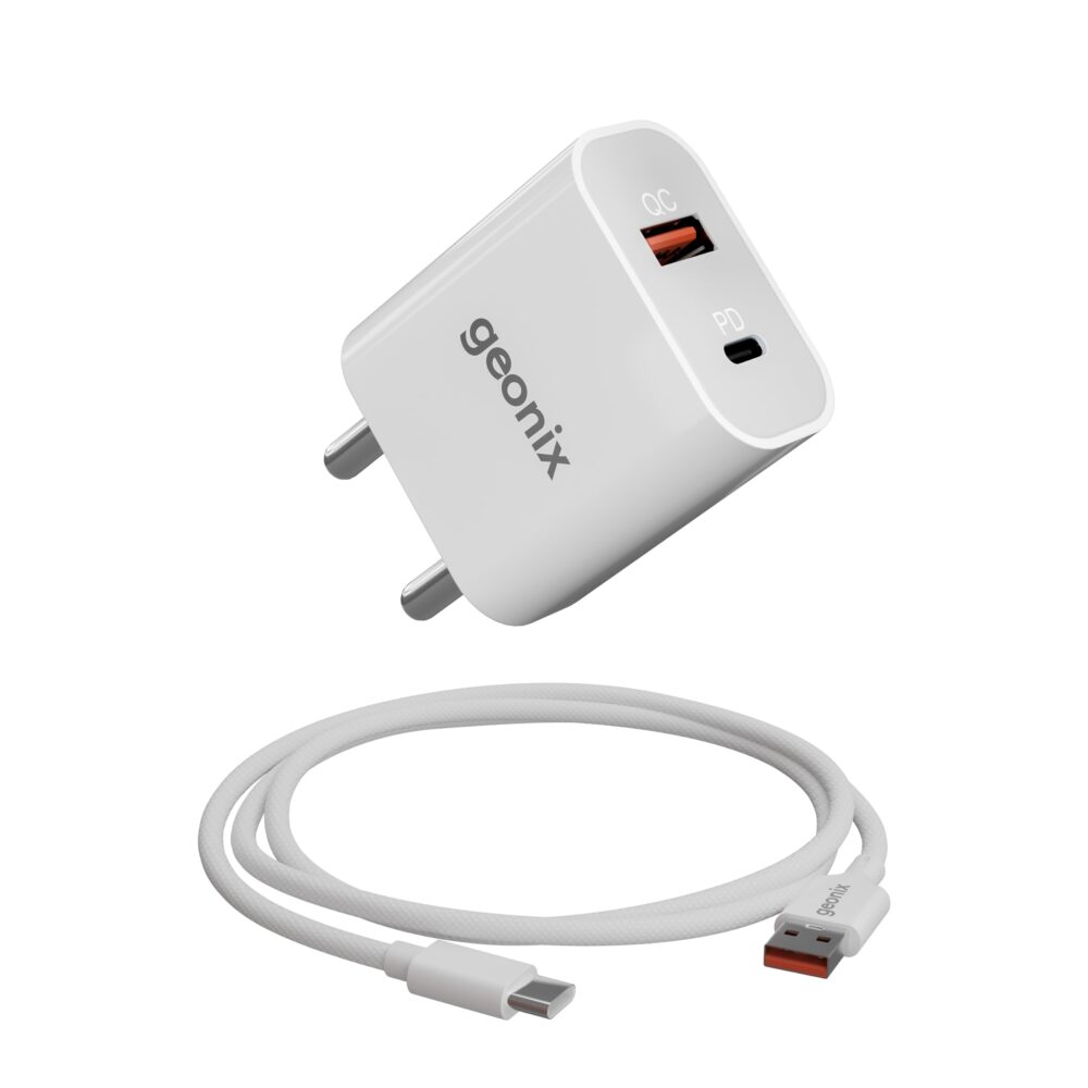 GEONMX 25W USB-C PD + USB-A QC Fast Charging Adapter