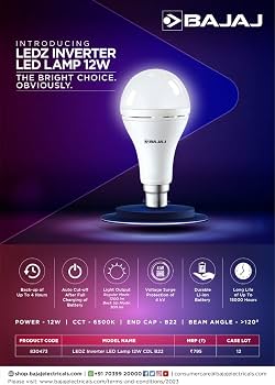 Bajaj LEDZ Inverter LED Lamp 12W