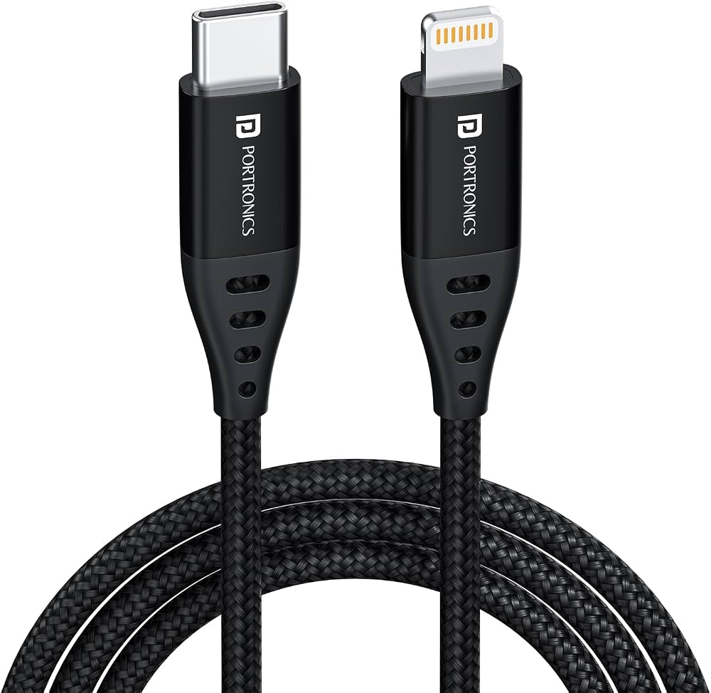 Portronics Konnect L1 Type-C to 8-Pin Lightning Fast Charging and Data Transfer Cable – 20W, 1 Metre