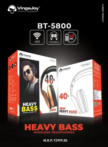 VingaJoy BT-5800 Heavy Bass Wireless Bluetooth Headphones with Microphone