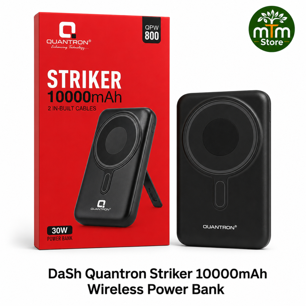 Quantron Striker 10000mAh Wireless Power Bank with Built-in Charging Cables